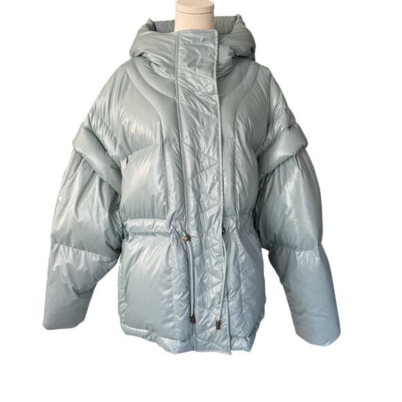 Ulla Johnson Rhodes Hooded Down Puffer Coat Jacket Agave‎ Blue Size Large - Picture 6 of 10